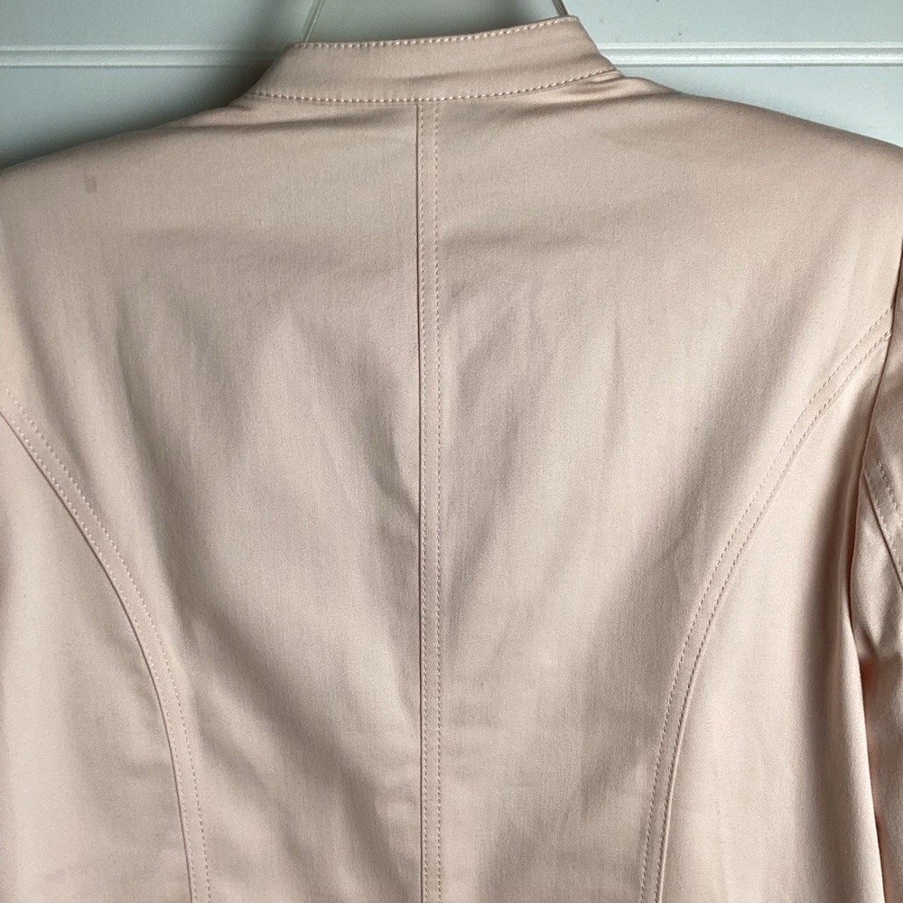 White House Black Market Cropped Jacket Women Size 6 Pink Sheer At Bottom - Picture 8 of 8